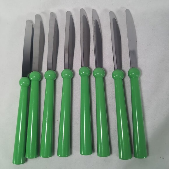 IKEA Grammatik Green 8 Lot Set Vintage Stainless Flatware Cutlery Knives Utensil - Picture 6 of 12